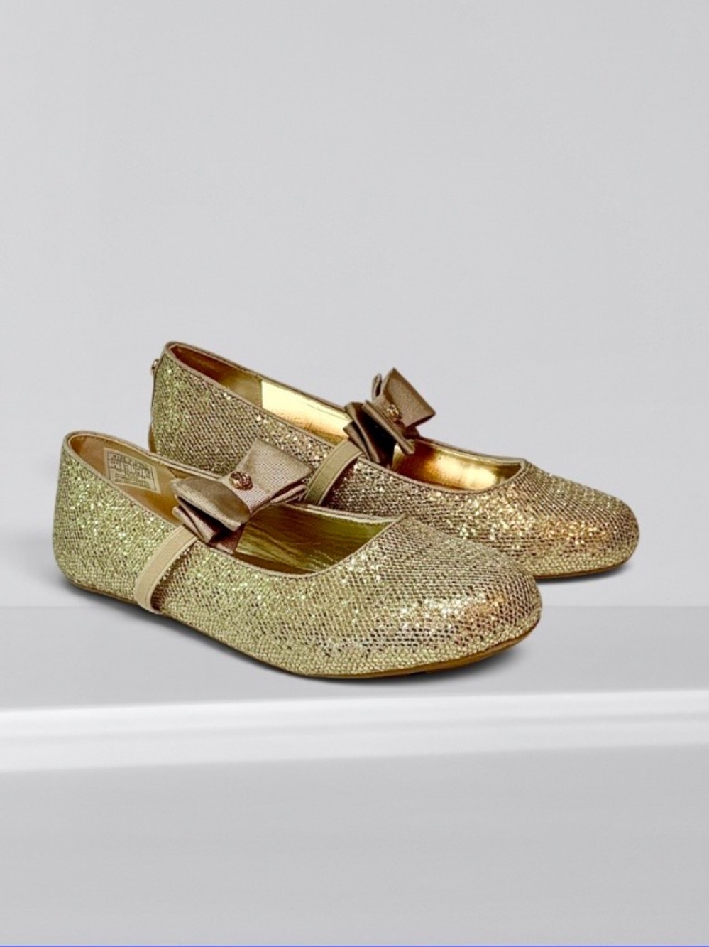 MICHAEL Michael Kors Kids Gold Sparkle Mary Jane Flats with Bow - Picture 2 of 13